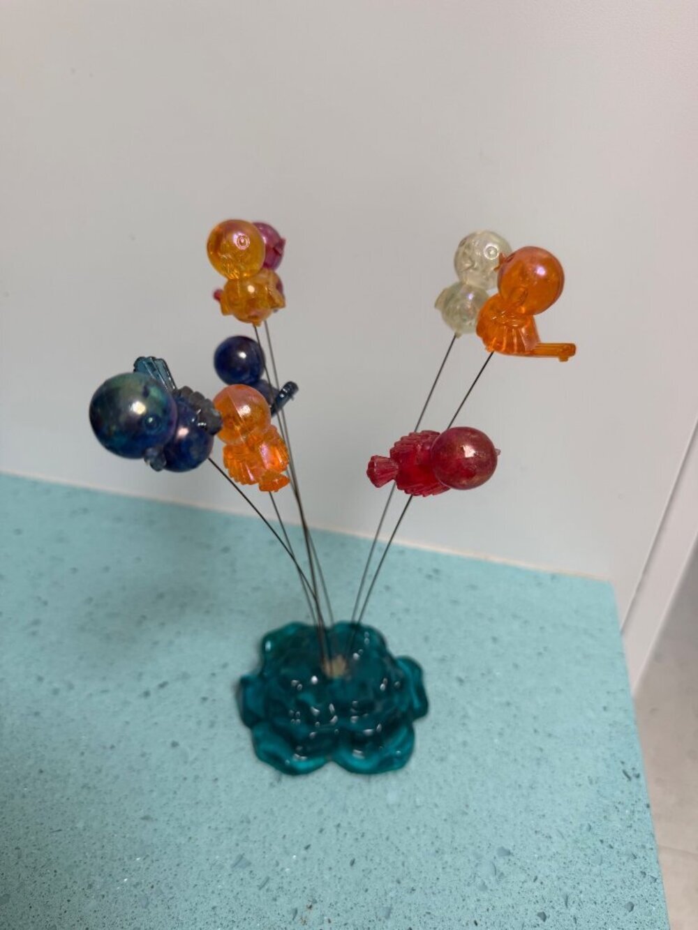 MCM Lucite Kinetic Sculpture Multicolor Birds & Chicks Decorative Accessories